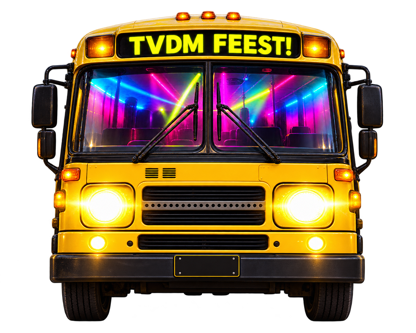 Gele TVDM-feestbus